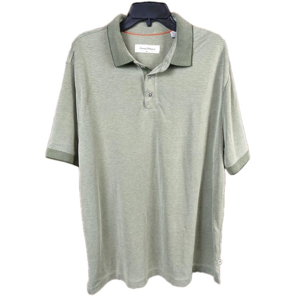 Tommy Bahama Polo Shirt XL Green Textured Performance Modal Blend Golf